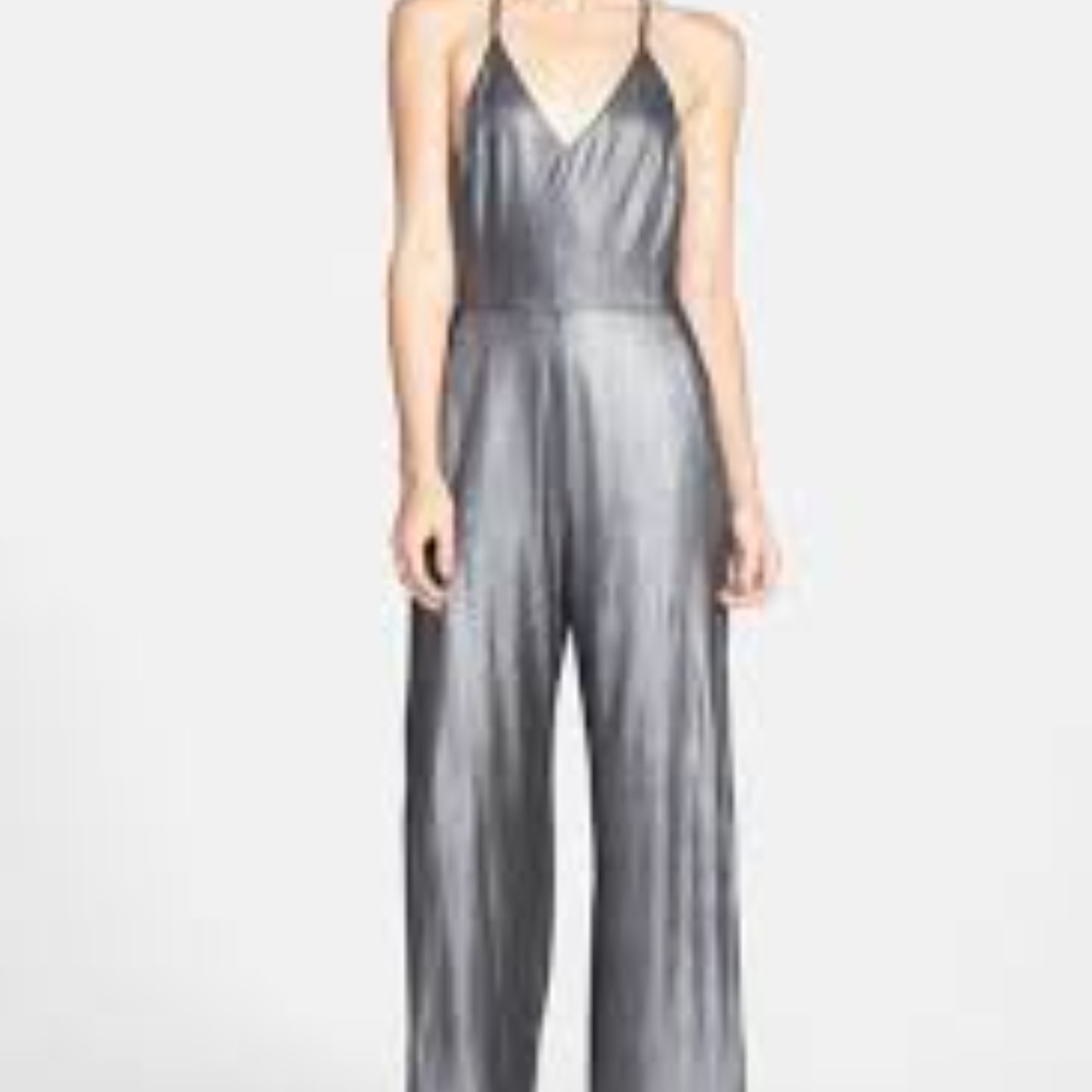 ASTR the label silver jumpsuit